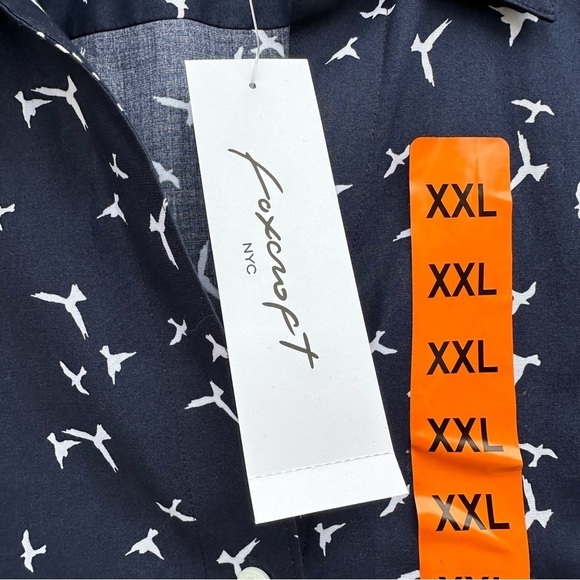 FOXCROFT Easy Care Plus Size Navy White Birds Stripe Button Front Top XXL NEW - Picture 7 of 8